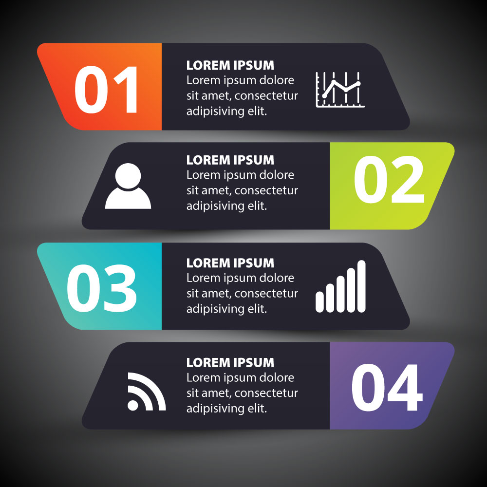 infographic illustration with horizontal black flat bars