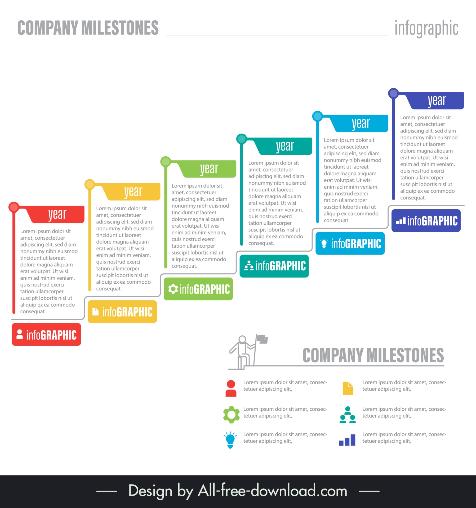 milestones infographic template elegant flat chart elements