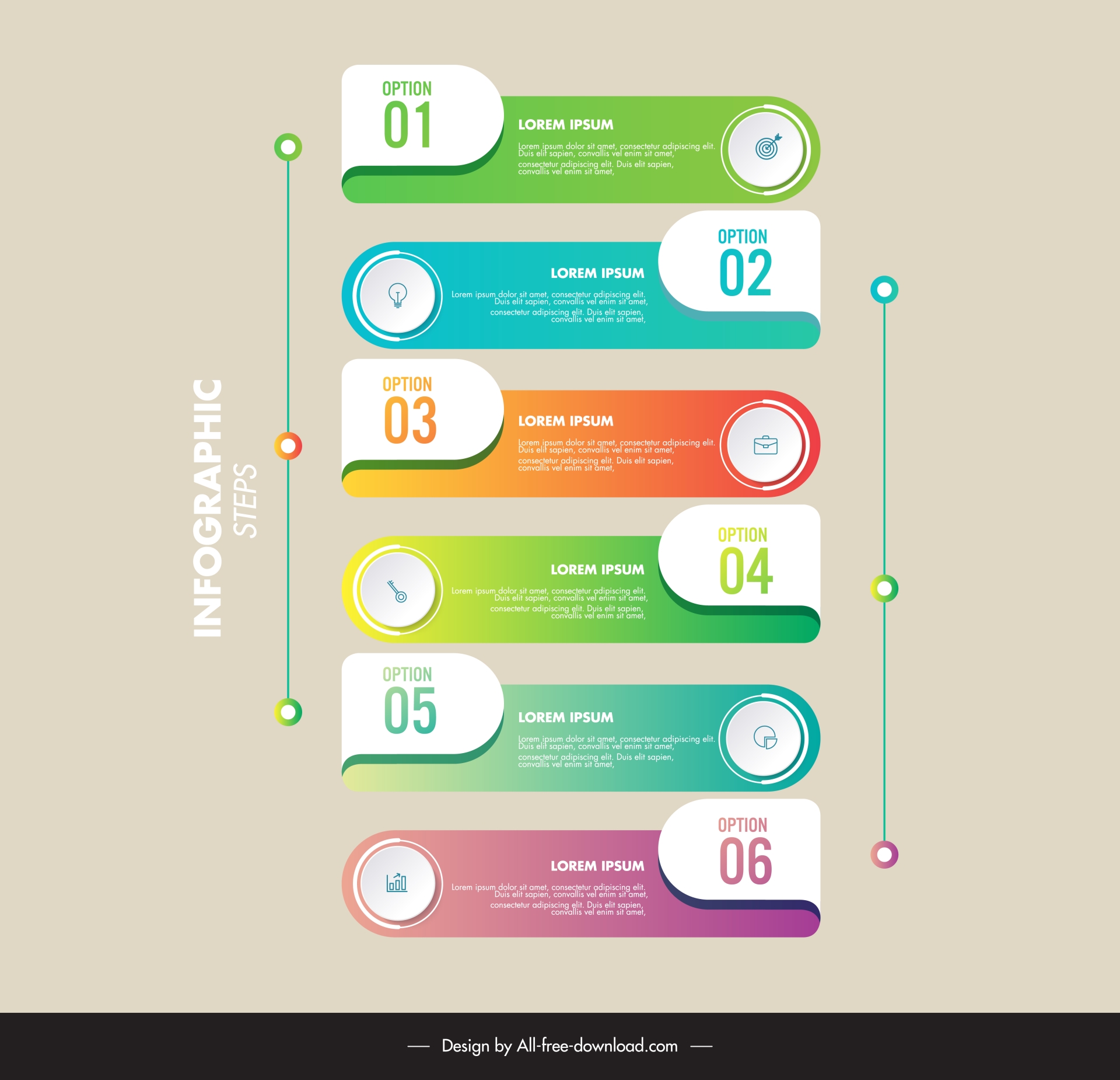 infographic list template modern elegant horizontal tabs