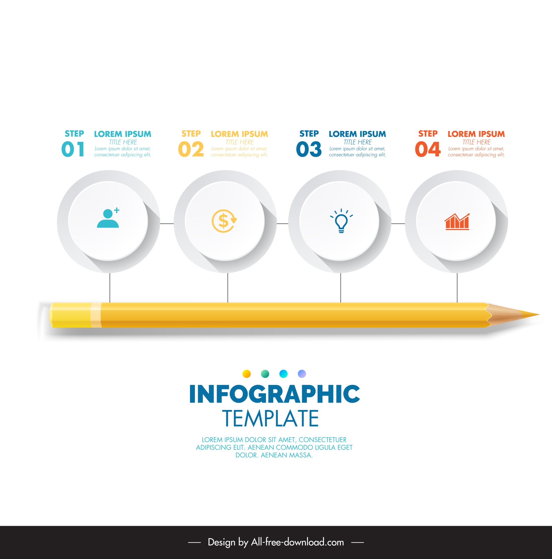 education infographic template circles shiny pencil decor 