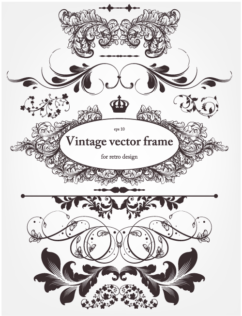 europeanstyle floral border and decorations 01 vector