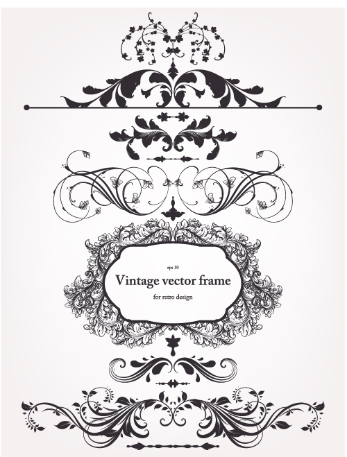 europeanstyle floral border and decorations 02 vector