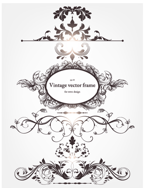 europeanstyle floral border and decorations 03 vector