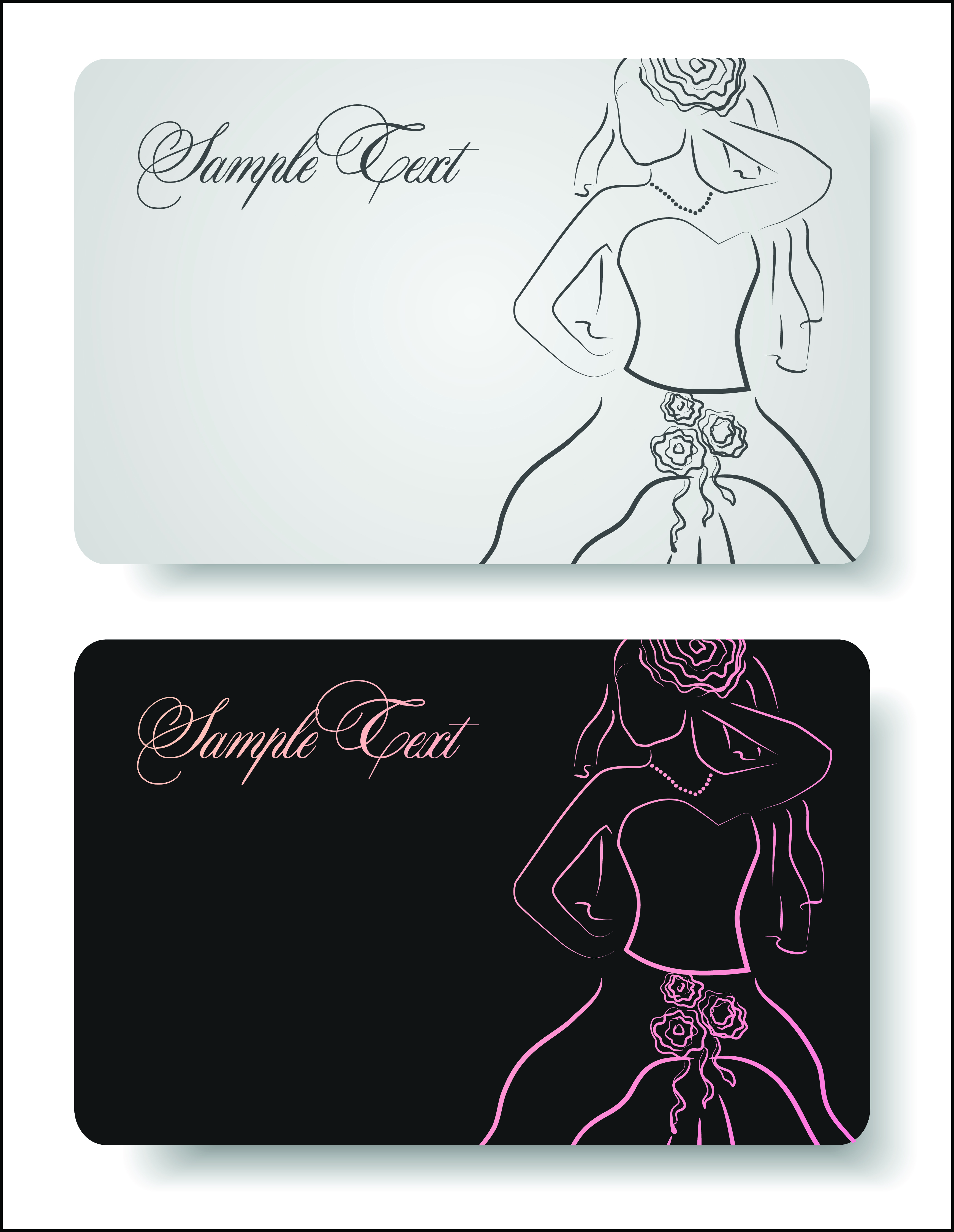 lines of the bride business cards vector