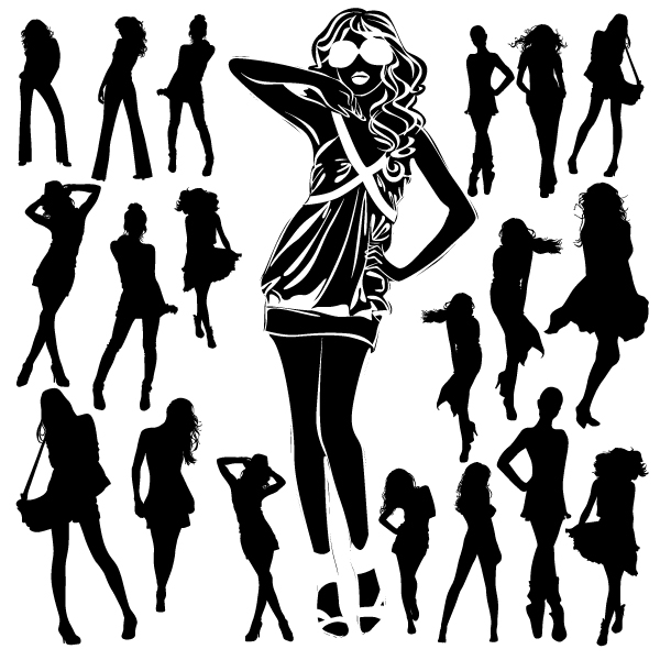 beautiful black and white silhouette 01 vector