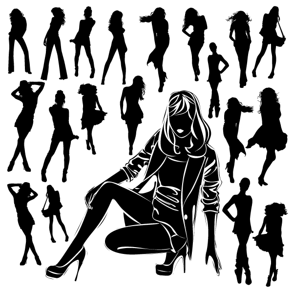 beautiful black and white silhouette 04 vector