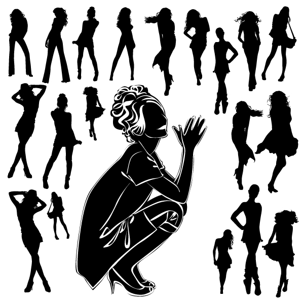 beautiful black and white silhouette 05 vector