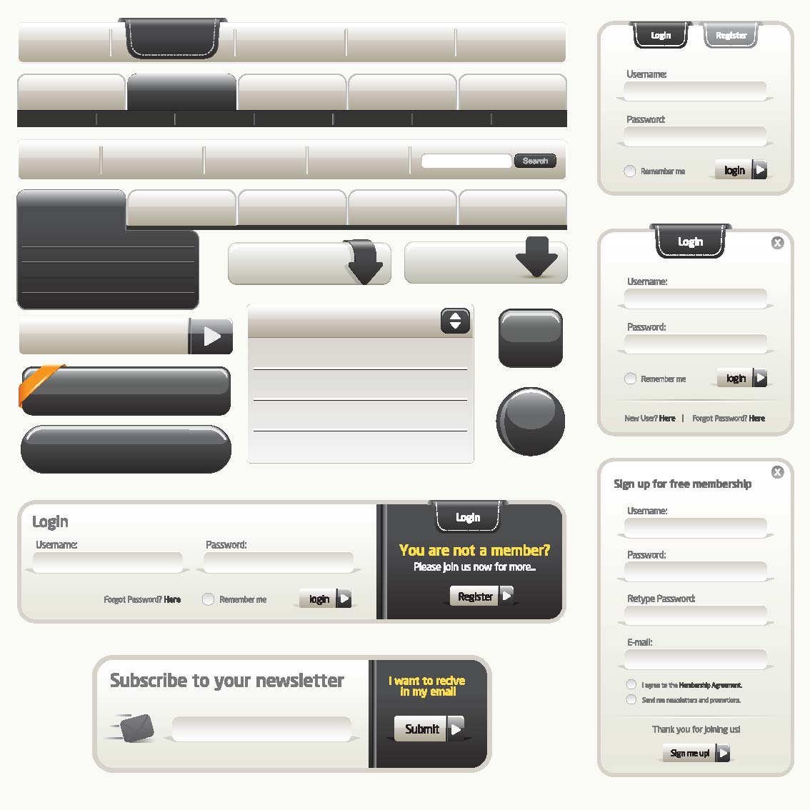 sophisticated web design elements 01 vector