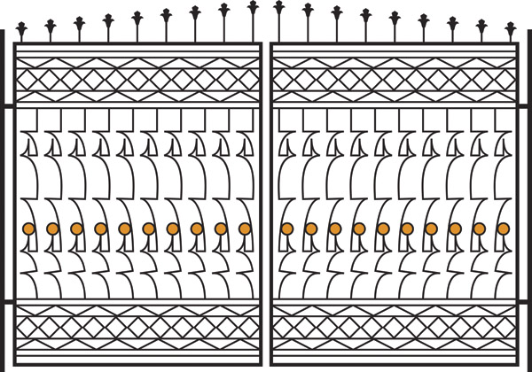 europeantype pattern iron fence 04 vector