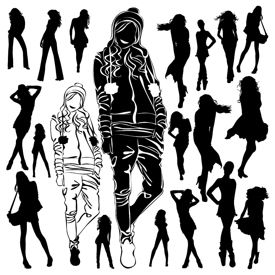 beautiful black and white silhouette 05 vector