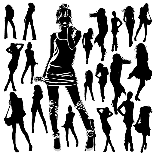 beautiful black and white silhouette 02 vector