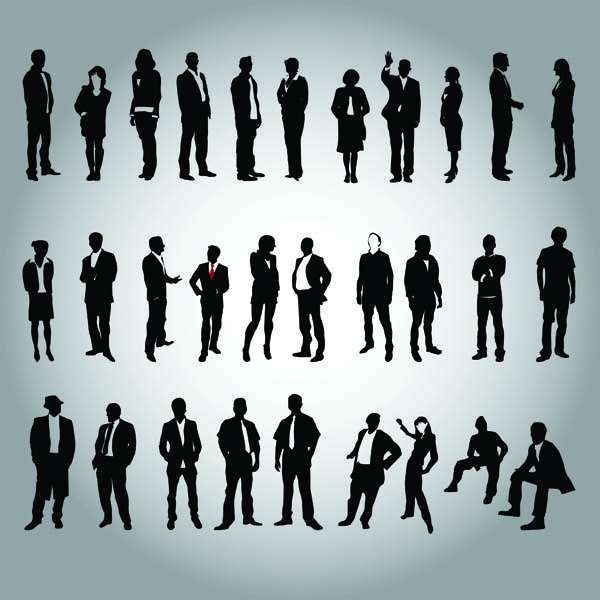 business people and workers in silhouette vector