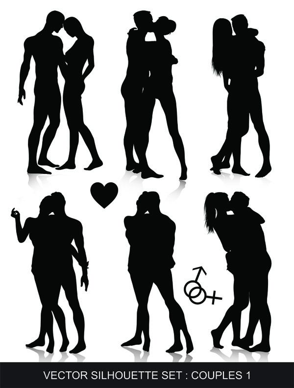 male and female black and white silhouette vector