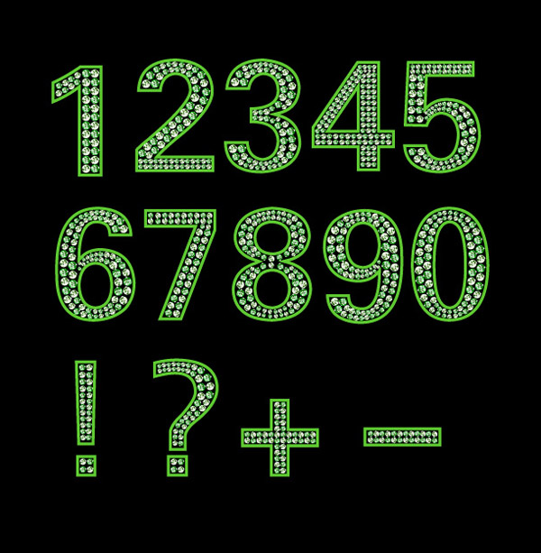 diamond letters and numbers vector green