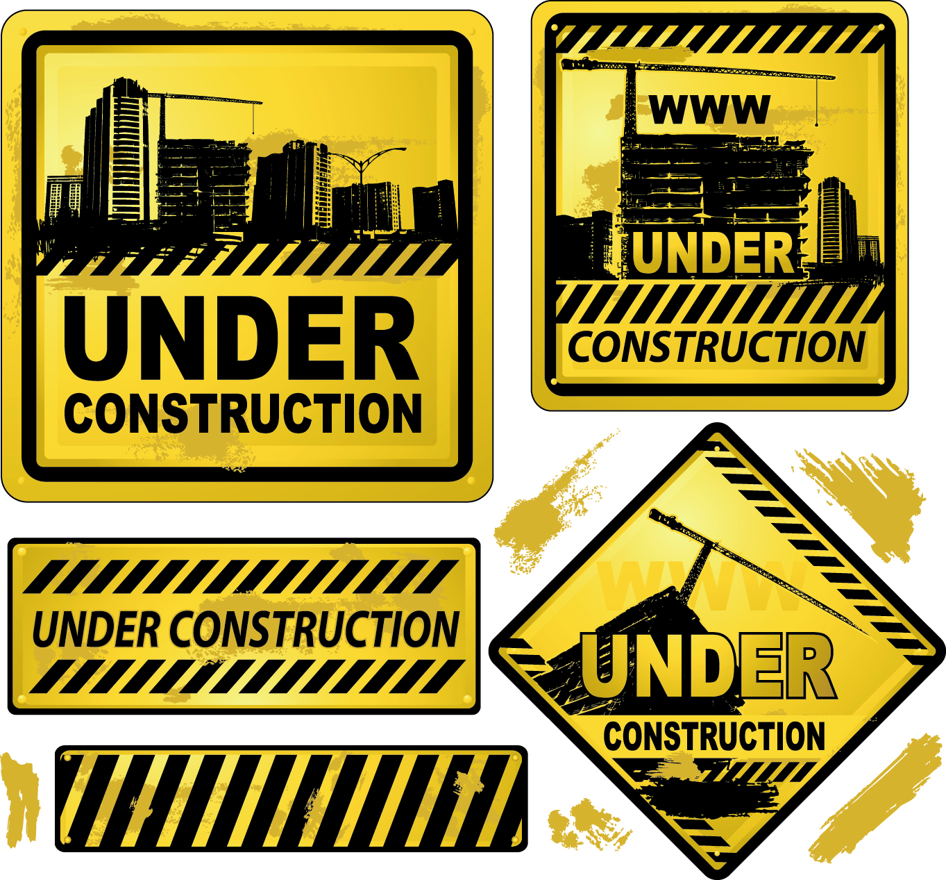 yellow warning signs 01 vector