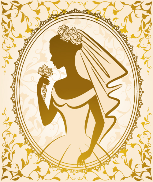 bride silhouette 04 vector