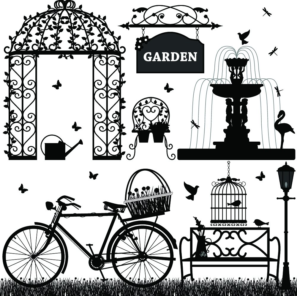 europeanstyle garden elements vector