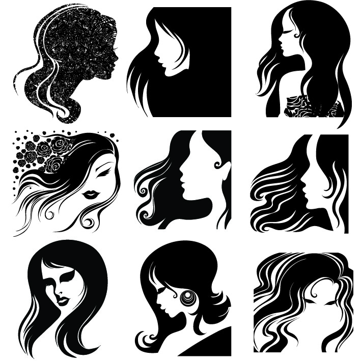 female head silhouette vector