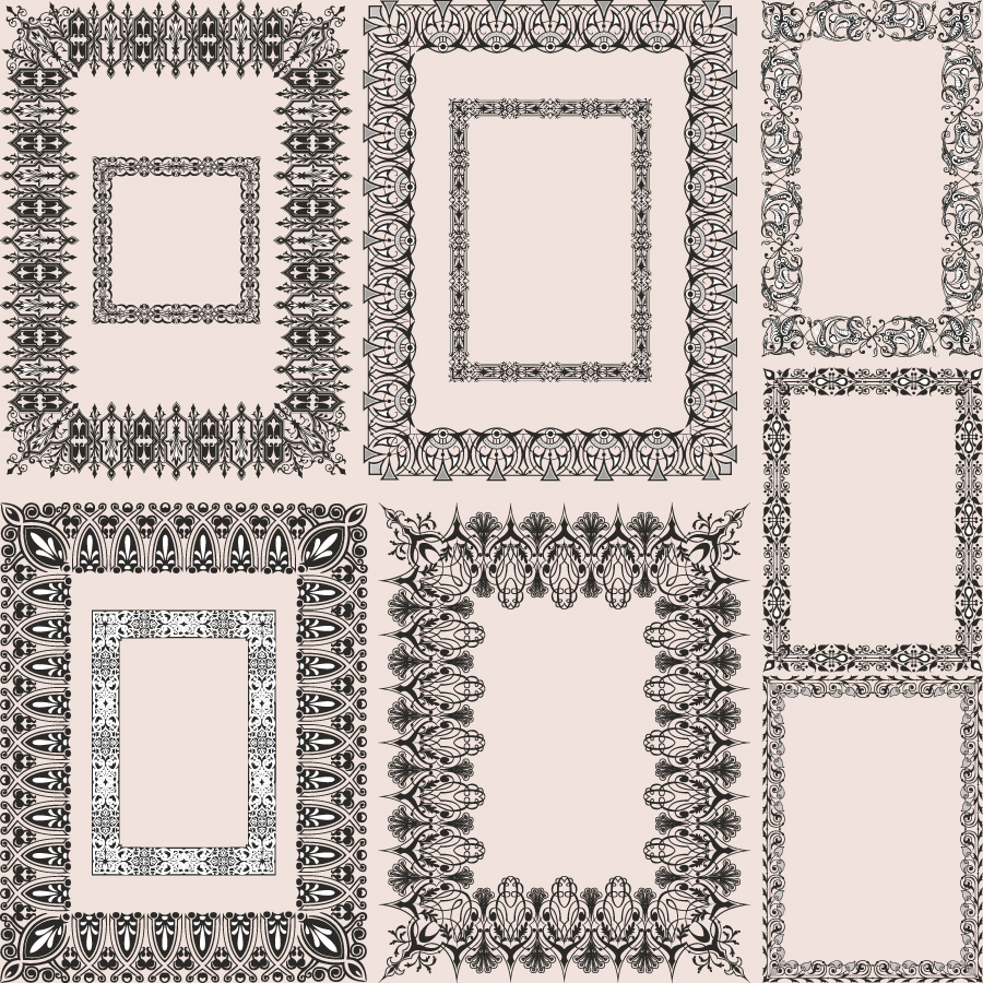 european pattern frame 01 vector