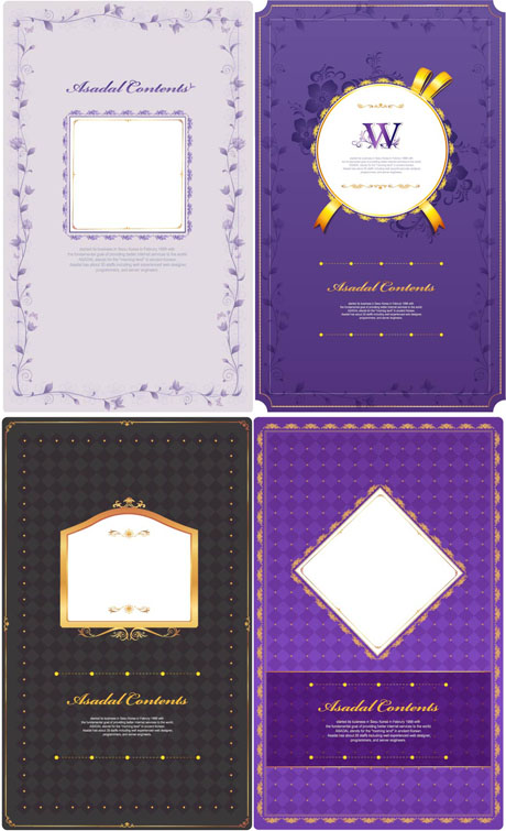 4 purple pattern card template vector