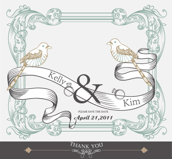 europeanstyle lace ribbon bird vector