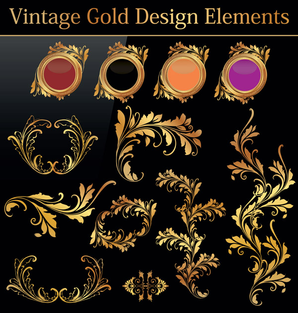 european gold pattern 01 vector