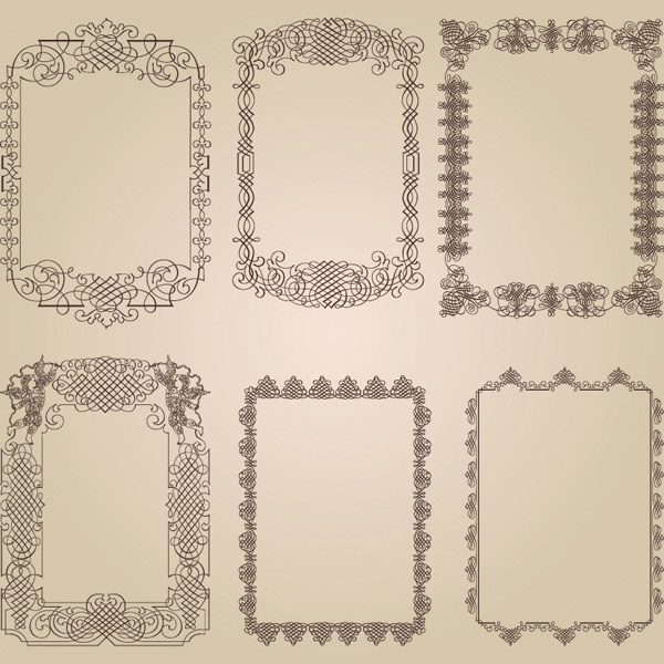 a variety of fine lace border vector pattern