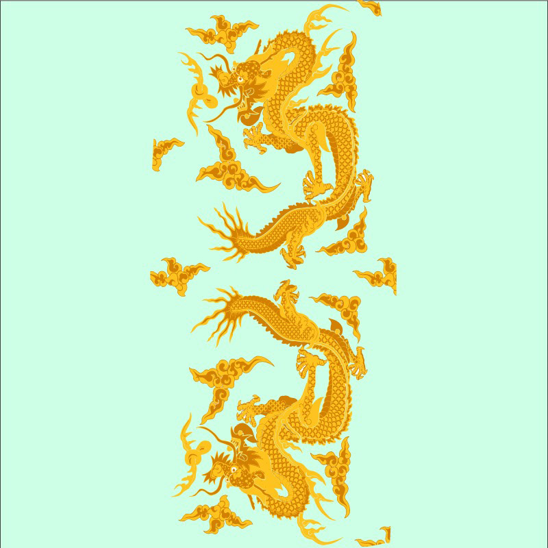 golden dragon chinese classical pattern vector and clouds