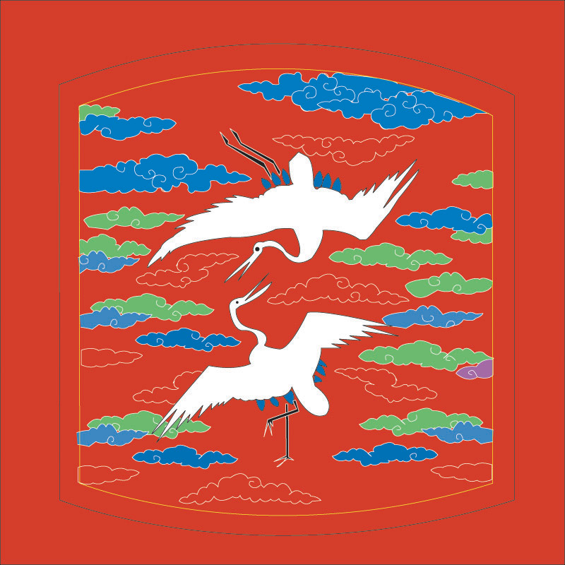 classical chinese auspicious crane map vector