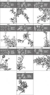 chinese painting pattern vector 31 to 40