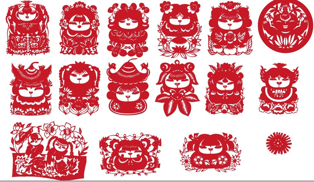 the traditional chinese papercut fuwa vector