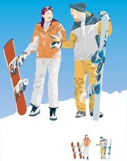 snow boarding vector 1