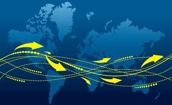 World Map with path