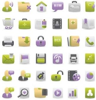 Green Magenta Web icon set - web vector icon