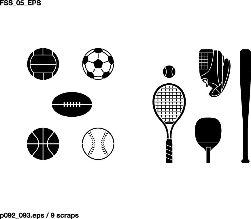 various elements of vector silhouette sports equipment equipment 51 elements