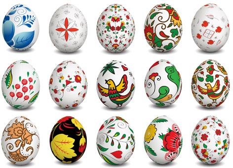 beautiful easter eggs vectors set