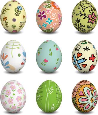 beautiful easter eggs vectors set