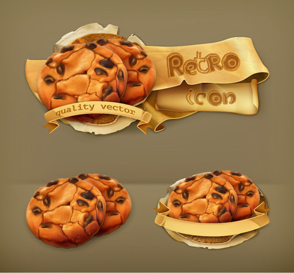 chocolate cookies retro vector