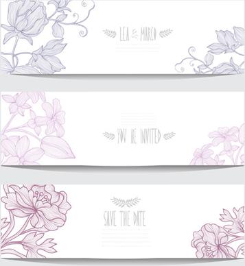 hand drawn floral banners vectors