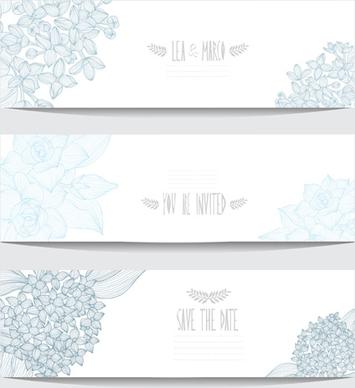 hand drawn floral banners vectors