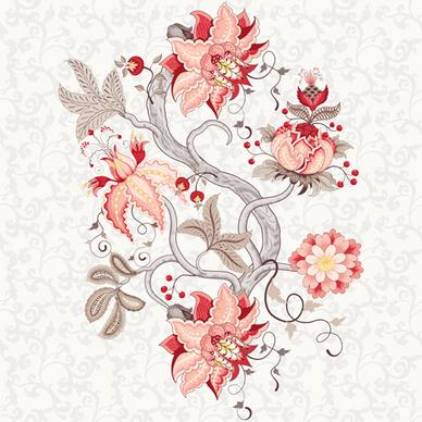 vine flower with floral background vector