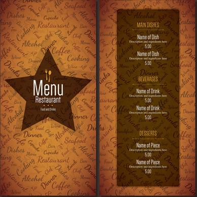 restaurant menu cover with list vector set