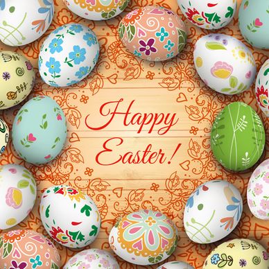 floral easter egg background vector