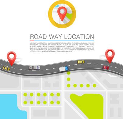 road way location navigation template vector