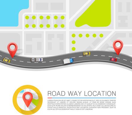 road way location navigation template vector