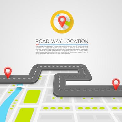 road way location navigation template vector