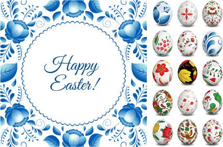 easter egg with floral art vector