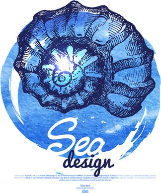 set of seashell hand drawn vectors