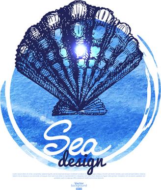 set of seashell hand drawn vectors