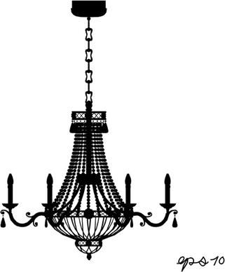 ornate chandelier vector silhouette set